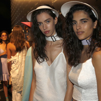 Backstage at Mercedes-Benze Fashion Week Madried with Christian Simmon
