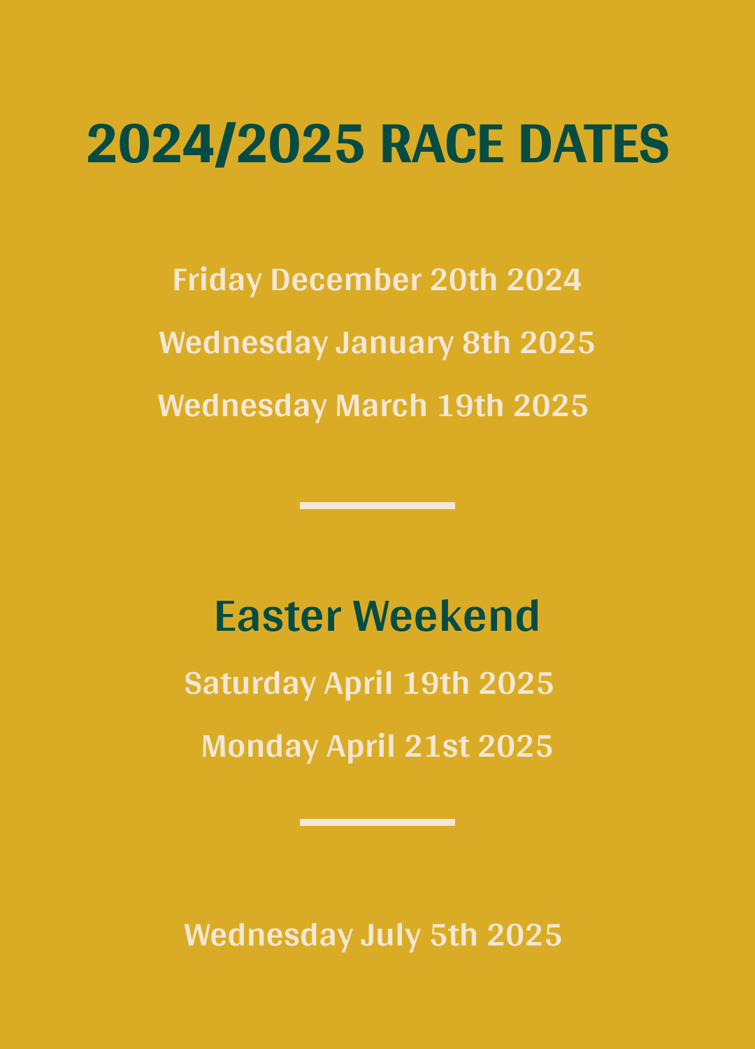Racing Dates 24/25